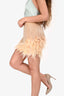 Nadine Merabi Gold Bead/Feather Mini Skirt Size XS