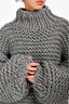 MUMS Grey Cable Knit Turtleneck Chunky Sweater O/S