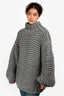 MUMS Grey Cable Knit Turtleneck Chunky Sweater O/S