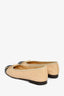 Pre-Loved Chanel™ Beige/Black Leather CC Ballet Flats Size 35