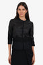 Ermanno Scervino Black Quilted Embroidered Padded Jacket With Detachable Sleeve Size 38