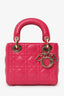 Christian Dior 2016 Pink Cannage Leather Mini Lady Dior With Strap