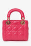 Christian Dior 2016 Pink Cannage Leather Mini Lady Dior With Strap