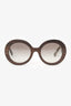 Prada Brown Wood Frame Baroque Round Sunglasses