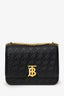 Burberry Black Leather TB Monogram Quilted Shoulder Bag