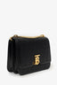 Burberry Black Leather TB Monogram Quilted Shoulder Bag
