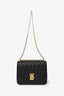 Burberry Black Leather TB Monogram Quilted Shoulder Bag