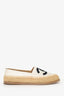 Pre-Loved Chanel™ Cream/Black Leather and Fabric CC Raffia Espadrille Flats Size 39