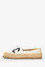 Pre-Loved Chanel™ Cream/Black Leather and Fabric CC Raffia Espadrille Flats Size 39