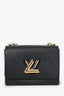Louis Vuitton Black Epi Twist Flowers Chain Shoulder Bag MM