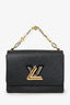 Louis Vuitton Black Epi Twist Flowers Chain Shoulder Bag MM