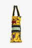 Christian Dior 2022 Yellow Canvas Embroidered Pixel Zodiac Mini Book Tote Phone Bag With Strap