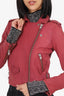 Iro Red Aged Leather Biker Jacket Size 38