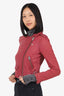 Iro Red Aged Leather Biker Jacket Size 38
