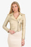 Iro Gold Metallic Leather Biker Jacket Size 38