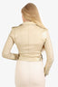 Iro Gold Metallic Leather Biker Jacket Size 38