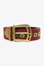 Gucci Gold Leather/Canvas Web Grommet Buckle Belt Size 75.30