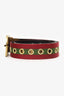 Gucci Gold Leather/Canvas Web Grommet Buckle Belt Size 75.30