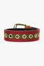 Gucci Gold Leather/Canvas Web Grommet Buckle Belt Size 75.30