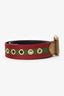 Gucci Gold Leather/Canvas Web Grommet Buckle Belt Size 75.30