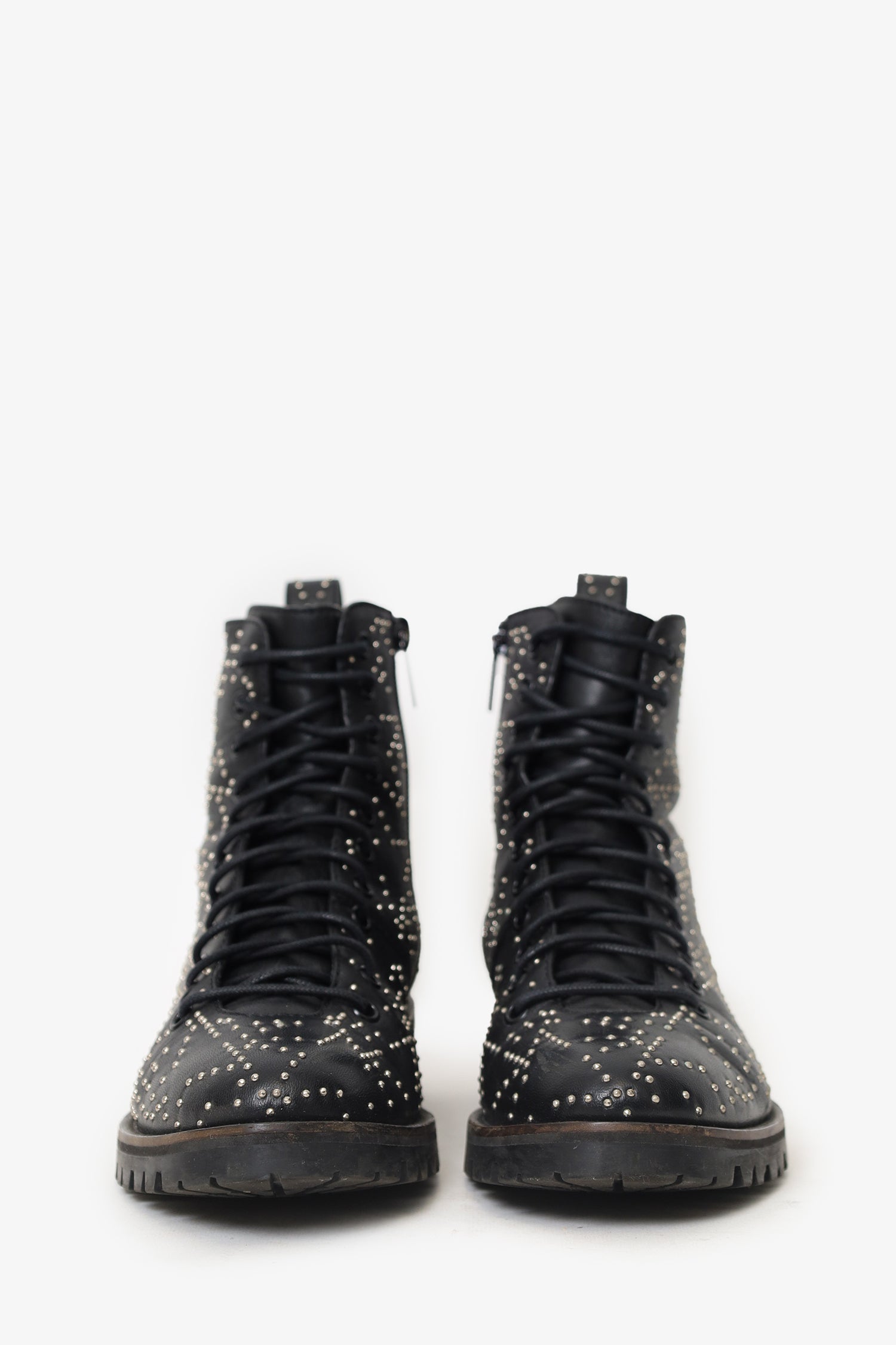 Jimmy Choo Black Leather Studded Lace-Up Boots Size 37 – Mine & Yours