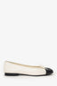 Pre-Loved Chanel™ White/Black Leather Ballet Flats Size 38