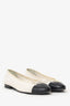 Pre-Loved Chanel™ White/Black Leather Ballet Flats Size 38