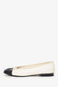 Pre-Loved Chanel™ White/Black Leather Ballet Flats Size 38