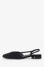 Pre-Loved Chanel™ Black Fabric Cap-Toe Slingback Flats Size 39.5