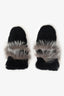 Vintage Mink Black/Grey Leather Mittens Size S