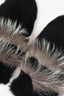Vintage Mink Black/Grey Leather Mittens Size S