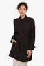 Burberry London Chocolate Brown Cotton Single Breasted Trench Coat Size 8 US
