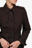 Burberry London Chocolate Brown Cotton Single Breasted Trench Coat Size 8 US