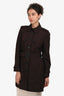 Burberry London Chocolate Brown Cotton Single Breasted Trench Coat Size 8 US