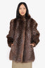 Vintage Brown Raccoon Chevron Fur Coat Estimated Size M