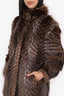 Vintage Brown Raccoon Chevron Fur Coat Estimated Size M