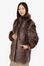 Vintage Brown Raccoon Chevron Fur Coat Estimated Size M
