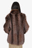 Vintage Brown Raccoon Chevron Fur Coat Estimated Size M