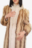 Vintage Cream/Brown Raccoon Fur Long Coat Estimated Size S