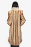 Vintage Cream/Brown Raccoon Fur Long Coat Estimated Size S