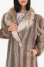 Vintage Brown/Beige Nutria/Lynx Fur Long Coat Estimated Size M