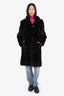 Vintage Dark Ranch Mink Fur Coat With Hood Estimated Size Large