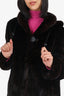 Vintage Dark Ranch Mink Fur Coat With Hood Estimated Size Large