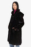 Vintage Dark Ranch Mink Fur Coat With Hood Estimated Size Large