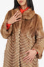 Vintage Light Brown Mink Chevron Long Coat Size S/M