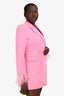 Elle Zeitoune Pink 'Nia' Feathered Blazer Mini Dress Size 12