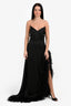 Abyss by Abby Black Satin 'Sonia' Feathered Strapless Maxi Dress Size M