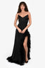 Abyss by Abby Black Satin 'Sonia' Feathered Strapless Maxi Dress Size S