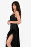Abyss by Abby Black Satin 'Sonia' Feathered Strapless Maxi Dress Size S