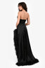 Abyss by Abby Black Satin 'Sonia' Feathered Strapless Maxi Dress Size S